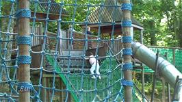 Sam and Olly check out the adventure playground at the Lakeland Visitor Centre, Windermere